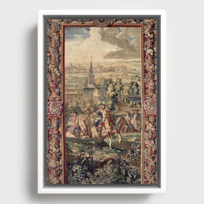 Antique 18th Century 'Capture of Lille' French Tapestry Framed Canvas