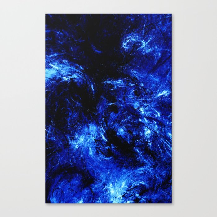 Dark Arctic Splash Black and Blue Abstract Artwork Canvas Print