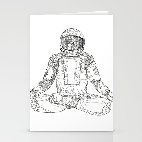 Astronaut Lotus Position Mandala Stationery Cards