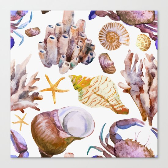 Sea Life Pattern 12 Canvas Print