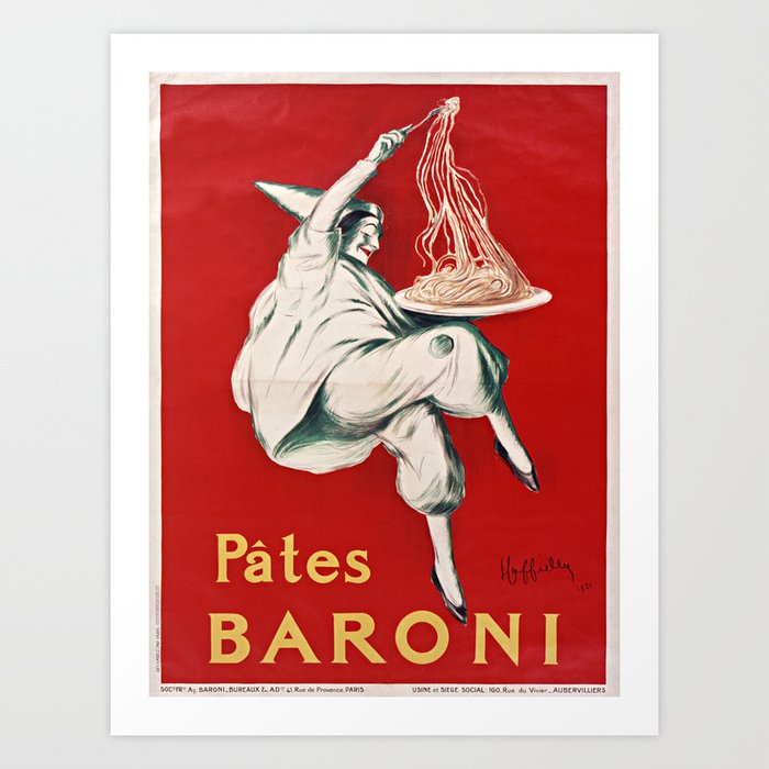 Old Italian pasta advertisement Pates Baroni Cappiello