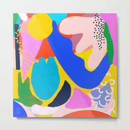 Unbridled Enthusiasm Metal Print | Blue, Painting, Dots, Red, Curated, Yellow, Shapes, Royalblue, Pink, Pattern 