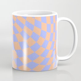 Pastel blue and orange swirl checker Mug