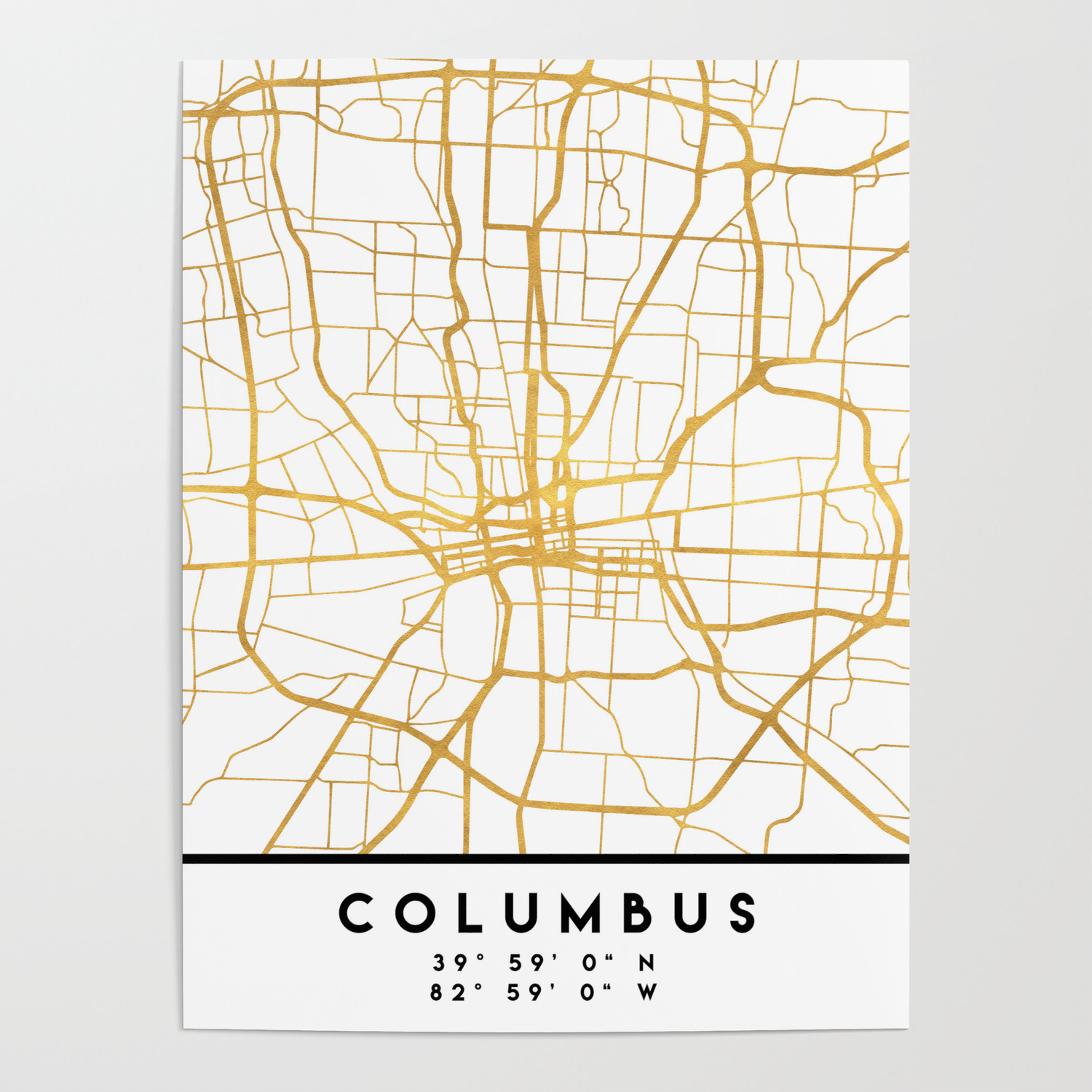 Map Of Columbus Ohio Columbus Ohio City Street Map Art Poster By Deificus Art | Society6