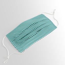 [ Thumbnail: Mint Cream and Teal Colored Lines/Stripes Pattern Face Mask ]