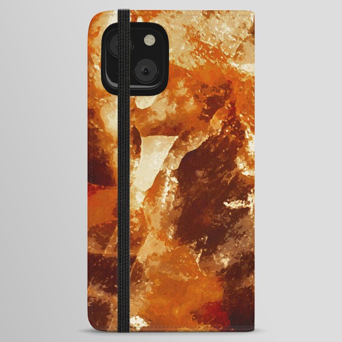Orange, Gold and Brown Marble Texture iPhone Wallet Case