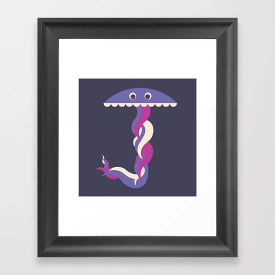 Letter J // Animal Alphabet // Jellyfish Monogram Framed Art Print