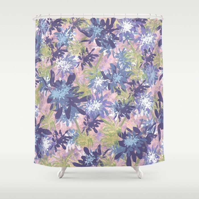 Sky Blue Blooms  Shower Curtain