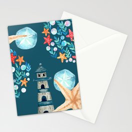 Lighthouse And Starfish Stationery Card