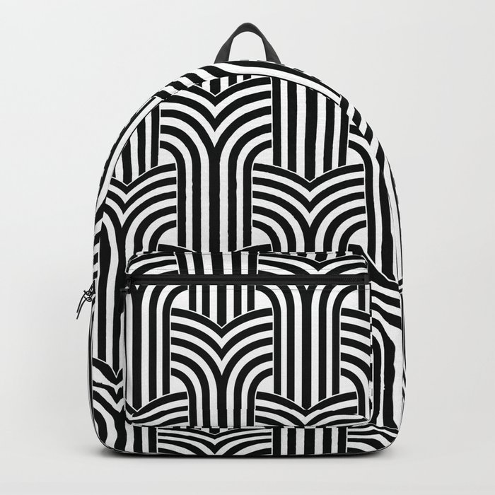 Art Deco wallpaper. Geometric striped ornament. Digital Illustration Background. Backpack