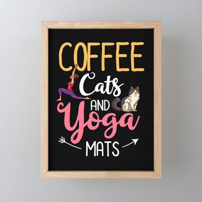 Yoga Cat Beginner Workout Poses Quotes Meditation Framed Mini Art Print