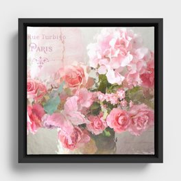 Paris Impressionistic Roses Floral Decor Framed Canvas