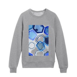 blue geometric shapes - abstract pattern Kids Crewneck