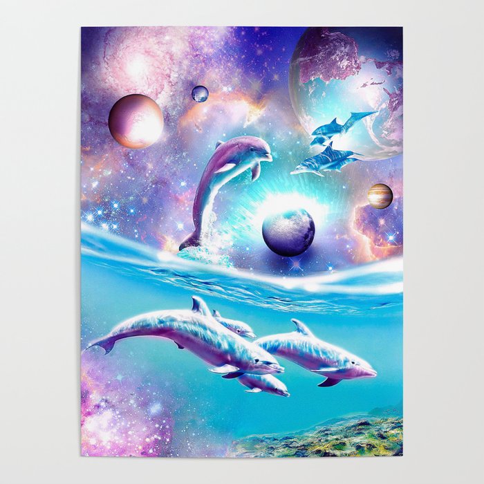 Galaxy Dolphin - Dolphins In Space Poster