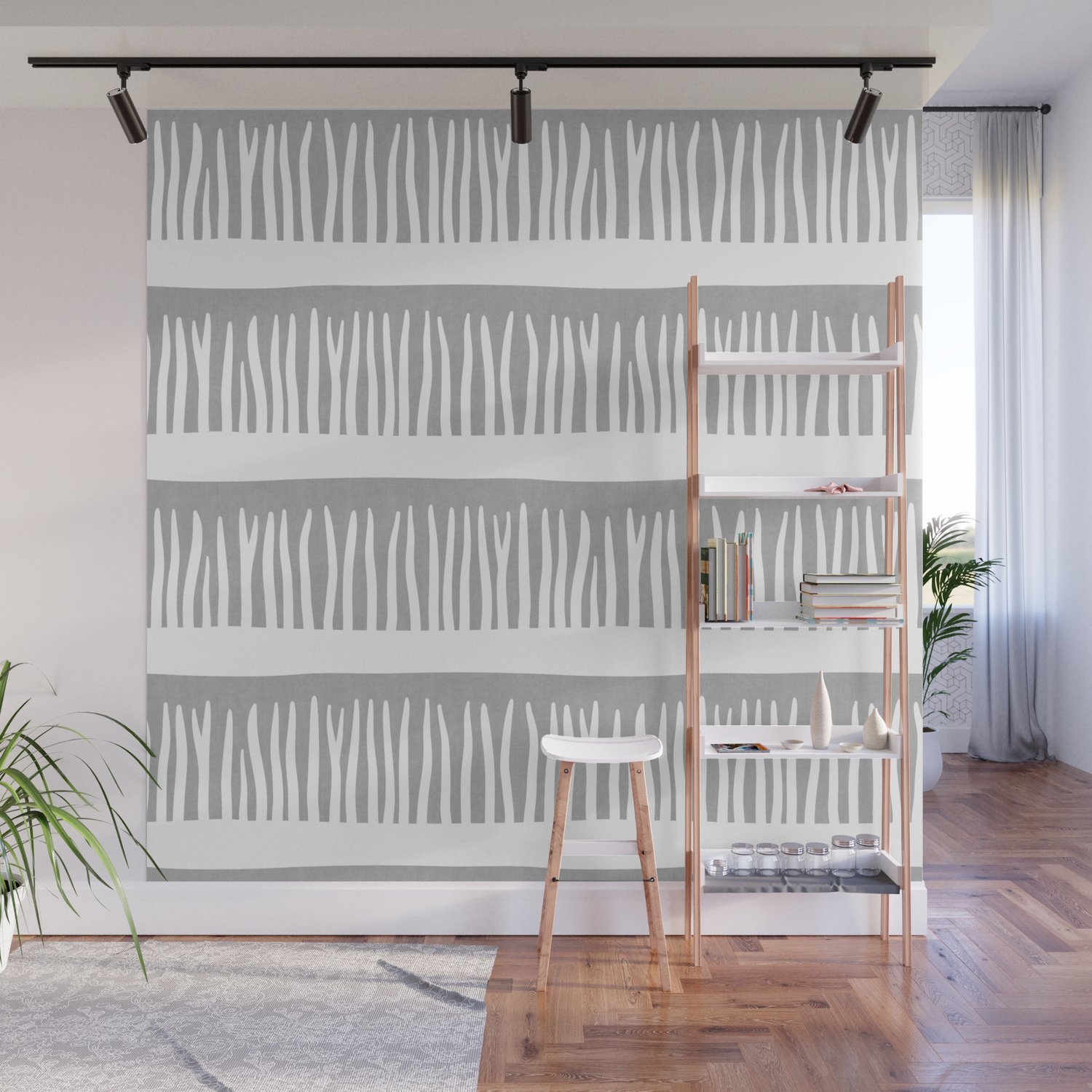 Abstract Blades Of Grass In Grey Wall Mural By Beckybailey1 Society6
