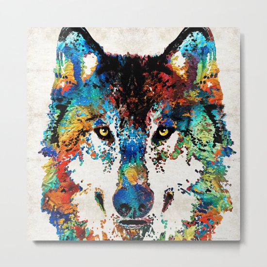 Wolf Art Print - Hungry - By Sharon Cummings Metal Print