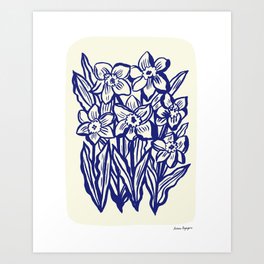 Daffodil flowers cut-out Art Print