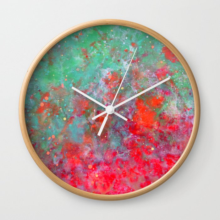 Flower Bed - Original Abstract Art by Vinn Wong Wall Clock