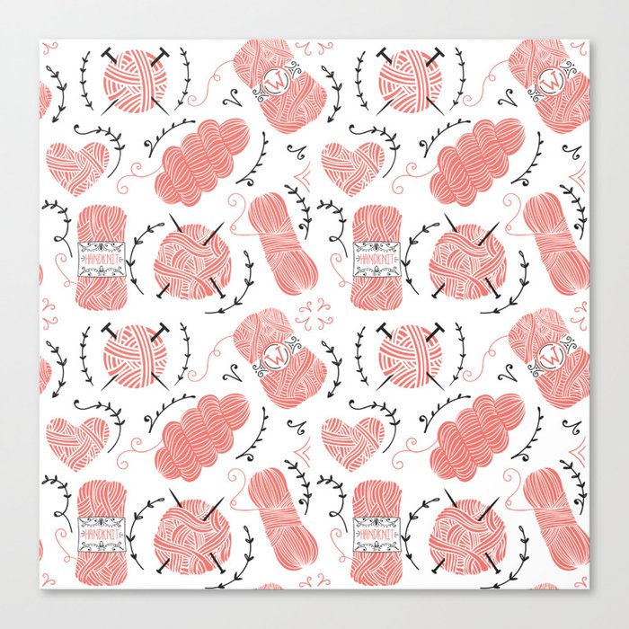 Knitting Yarn Pattern Pink Canvas Print By Junkydotcom Society6