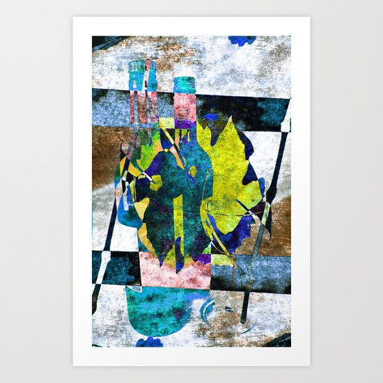 wine bottles abstract Art Print