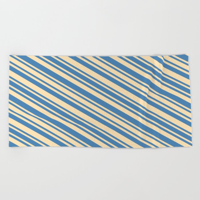 Blue and Beige Colored Stripes/Lines Pattern Beach Towel