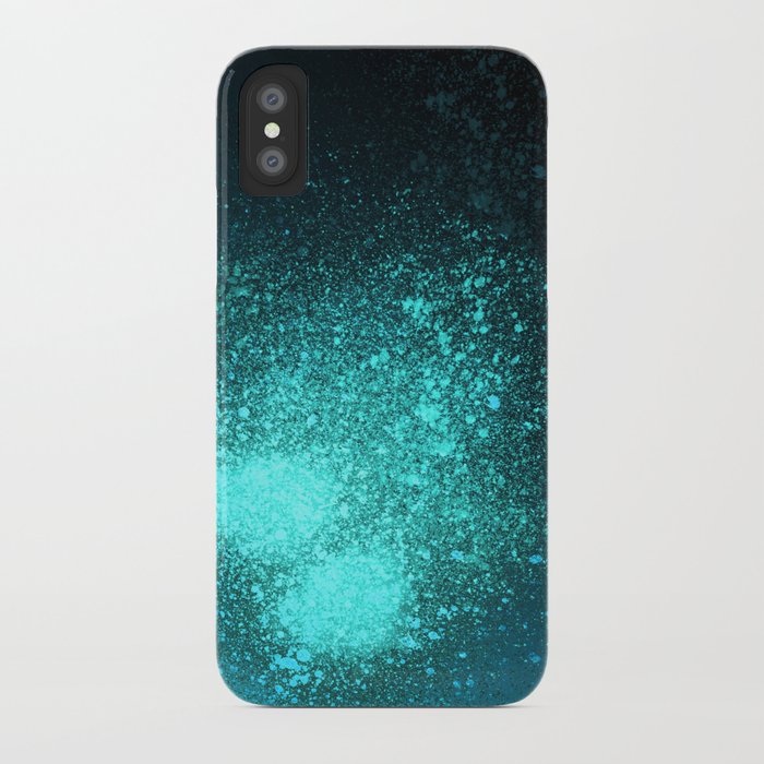Vibrant Aqua And Black Spray Paint Splatter Iphone Case By Ovko Society6