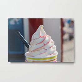 Soft serve colorful stripes in vanilla ice cream Metal Print