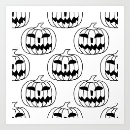 Seamless Pattern Silhouette Halloween Grimace Horror 02 Art Print