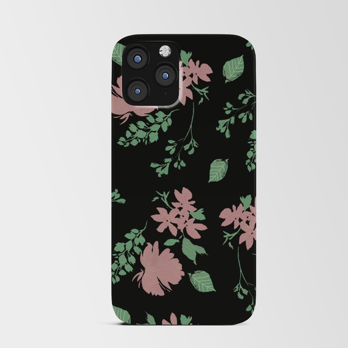 Floral Pattern with Black background iPhone Card Case
