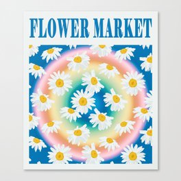 FLOWER MARKET \\ DAISIES \\ blue version Canvas Print | Floral, Curated, Retro, Flower, Groovy, Market, Modern, Trendy, Colorful, Flower Market 