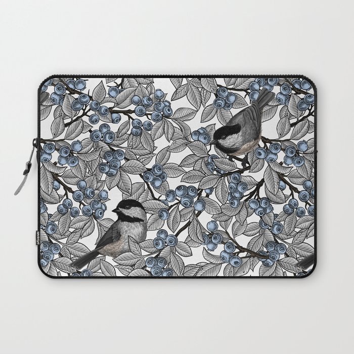 Chickadees on blueberry branches Laptop Sleeve