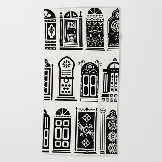 Moroccan Doors – Black Palette Beach Towel