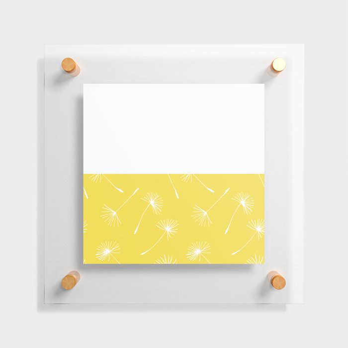 White Dandelion Lace Horizontal Split on Sunshine Yellow Floating Acrylic Print