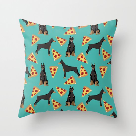 Doberman Pinscher Pizza Food Slice Foodie Dog Lover Doberman Dog Owner Custom Dog Breed Throw Pillow By Petfriendly Society6