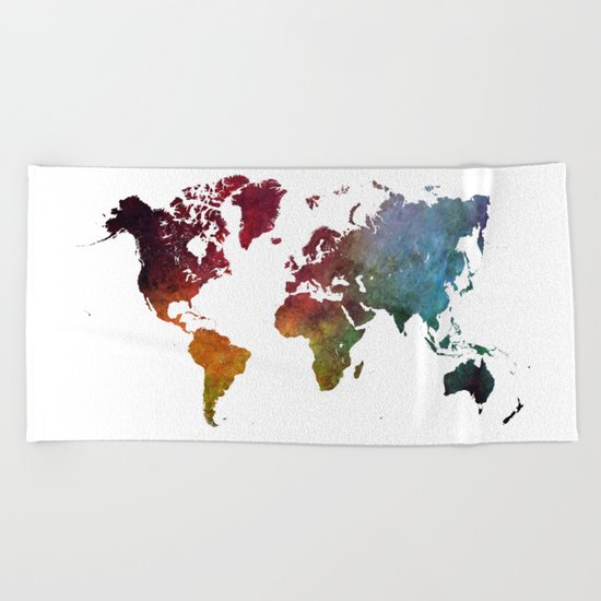 World Map Beach Towel
