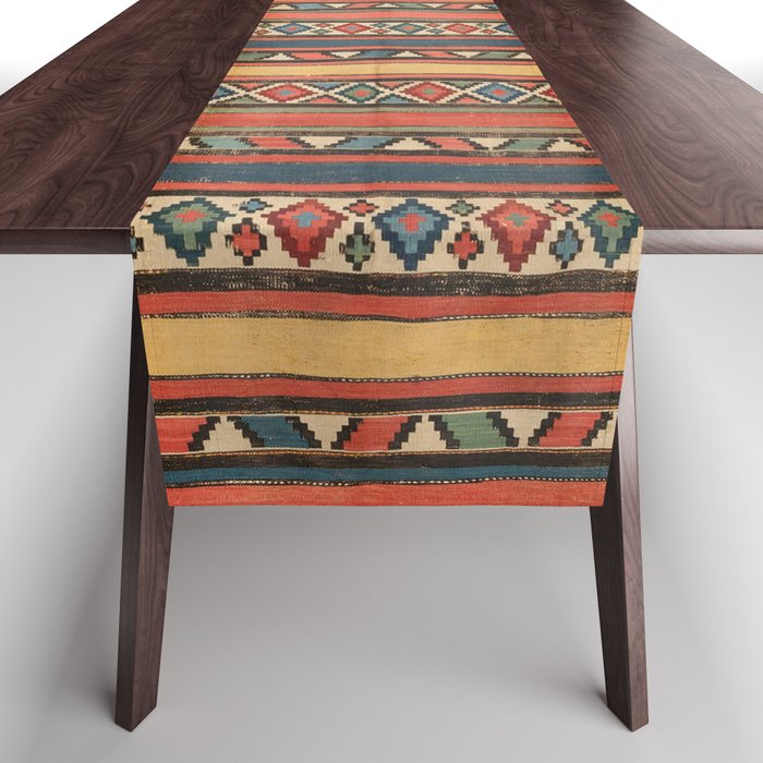 Antique Tribal Shashsavan Kilim Carpet Colorful Vintage Persian Rug Table Runner