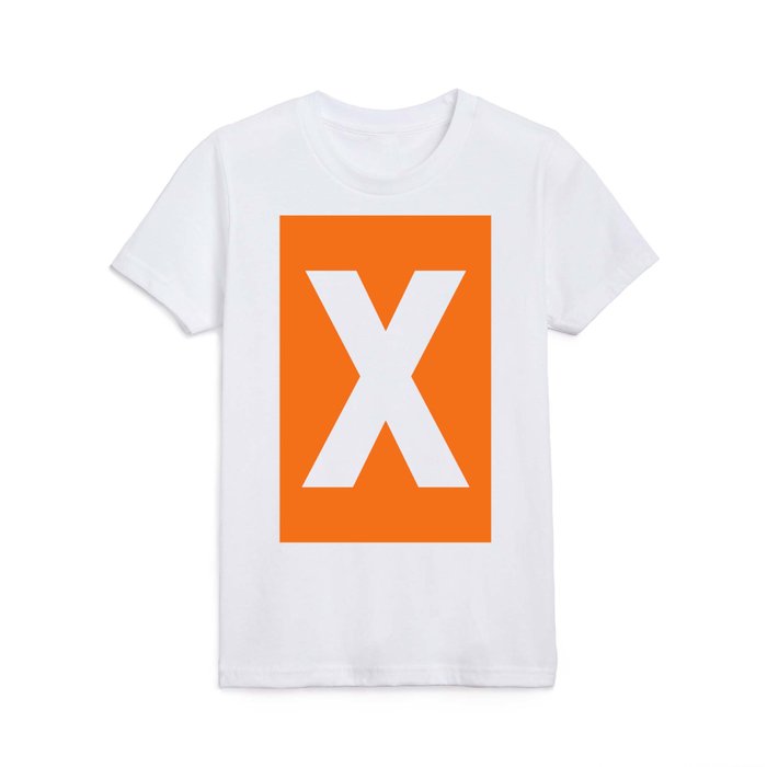 Letter X (White & Orange) Kids T Shirt
