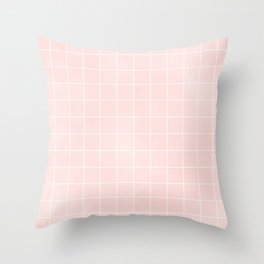 Blush Pink Coral Grid Pattern Line Stripe Windowpane Throw Pillow