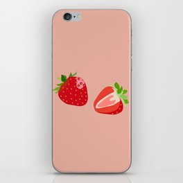 Strawberry - Colorful Summer Vibes Berry Art Design on Red iPhone Skin