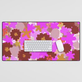 Summer Flower Field 8-Bit Inspired Abstract Floral Hot Pink Desk Mat
