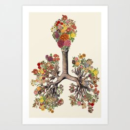 just breathe anatomical lungs collage art by bedelgeuse Art Print