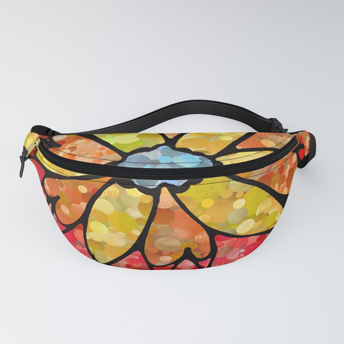 Love In Bloom - Bright Colorful Red And Yellow Flower Hearts Fanny Pack