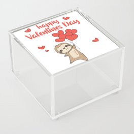 Sloth For Valentine's Day Cute Animals With Hearts Acrylic Box