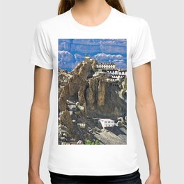 Picturesque Tibetan Mountain Buddhist Monastery, Himalayan Landscape T Shirt