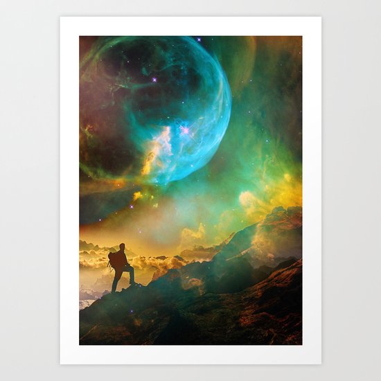 Vibrant Space Hiker Art Print
