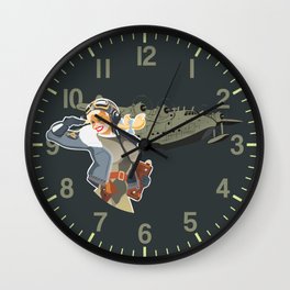 Retro aircraft pin-up clock Wall Clock