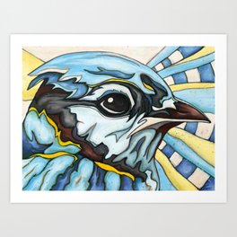 Blue jay bird abstract painting Art Print