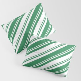 [ Thumbnail: Sea Green & White Colored Lined Pattern Pillow Sham ]