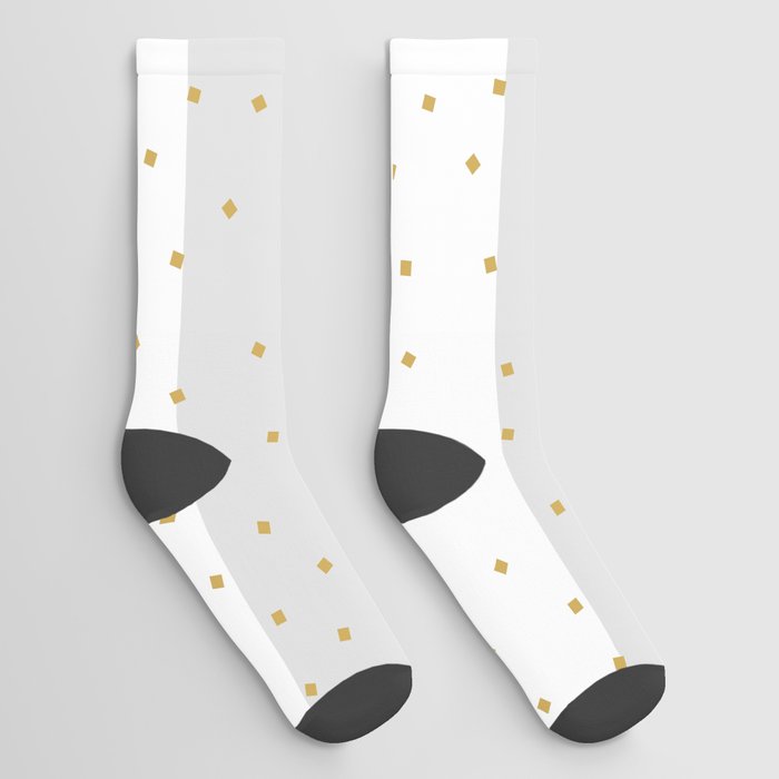 Simple Christmas seamless pattern Yellow Gold Confetti on Silver Grey and White Stripes Background Socks