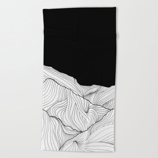 Lines in the mountains - b&w Beach Towel